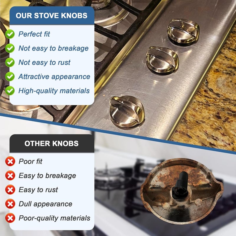 Fetechmate WB03T10325 Heavy Metal Knobs Compatible with G.E Cooktop Burner Stove Control Knobs Replace 2691864 AP5690210 PS3510510 EAP3510510 (5 Pack) - Image 5